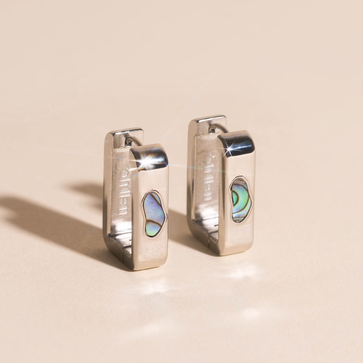 Black Mother of Pearl Huggie Hoop Earrings