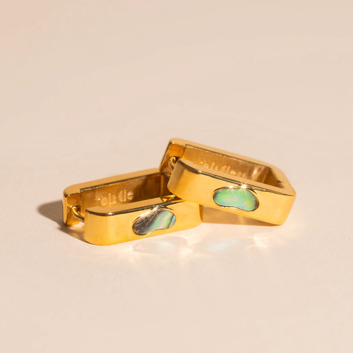 Black Mother of Pearl Huggie Hoop Earrings