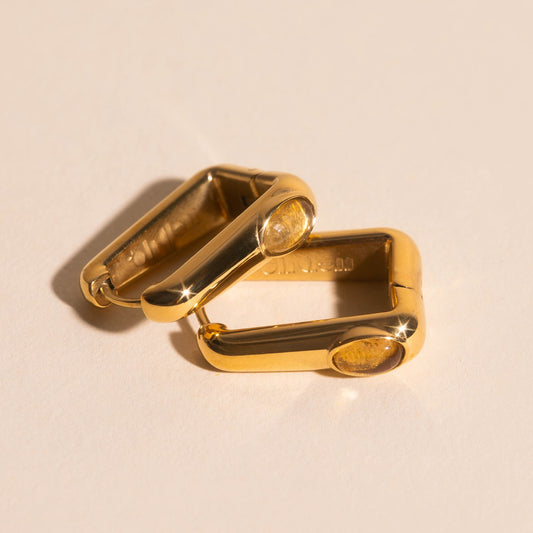 Planetary Rectangle Huggie Hoop Earrings