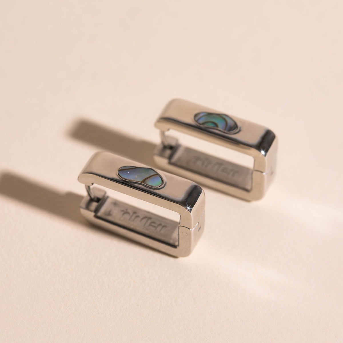 Black Mother of Pearl Huggie Hoop Earrings