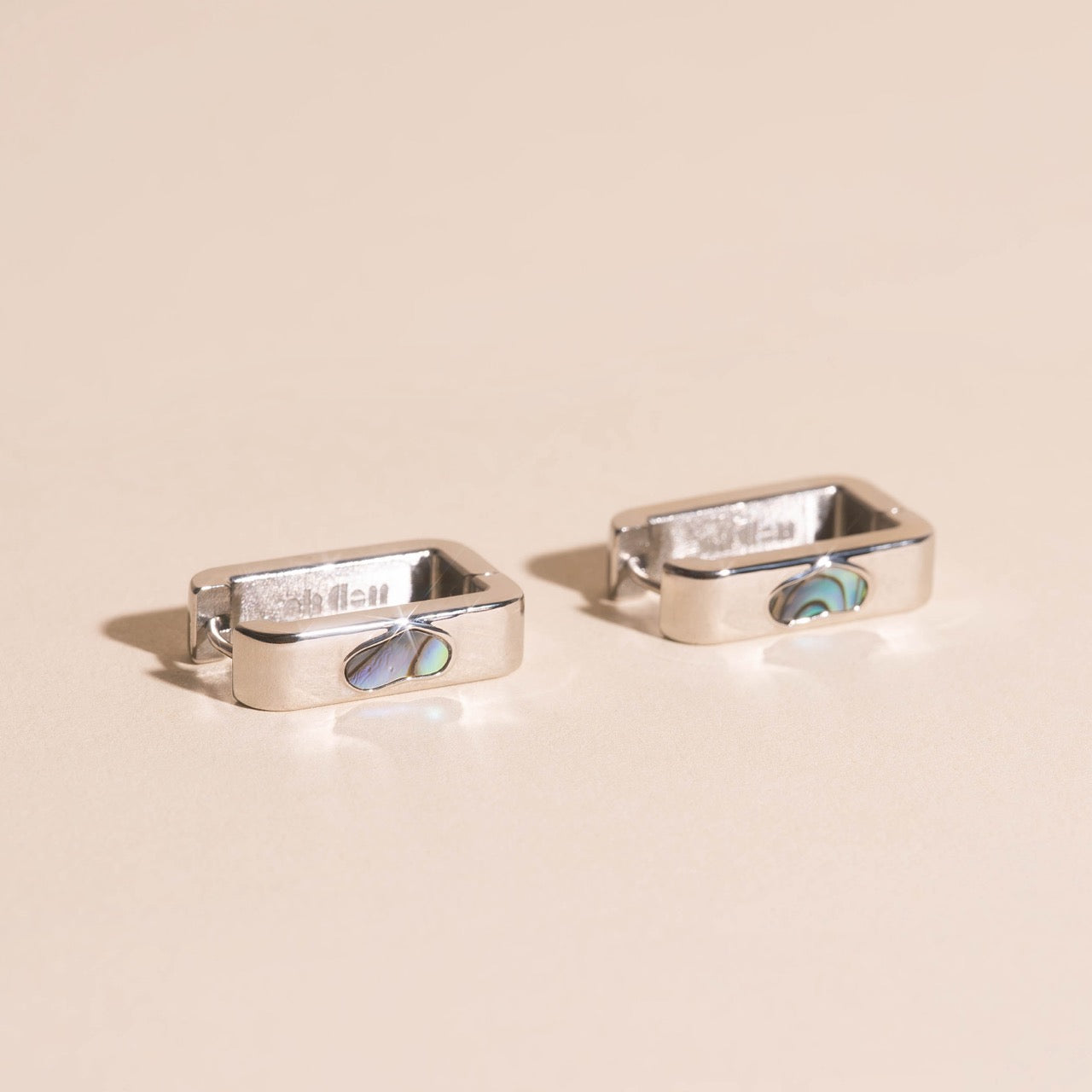 Black Mother of Pearl Huggie Hoop Earrings