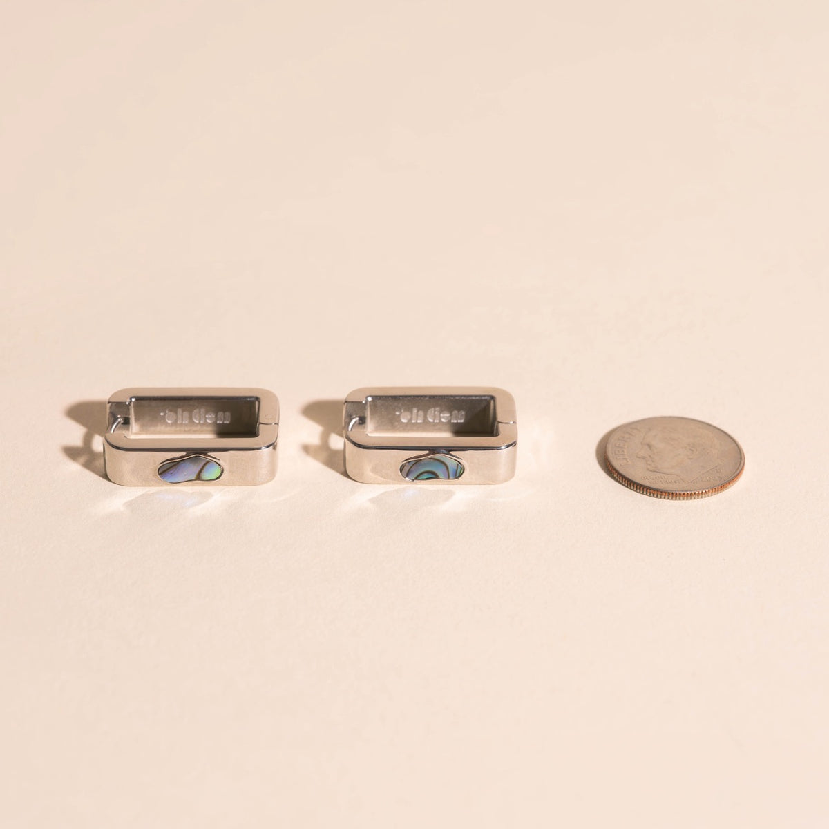 Black Mother of Pearl Huggie Hoop Earrings