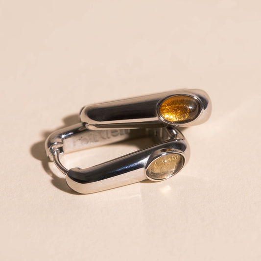 Planetary Rectangle Huggie Hoop Earrings