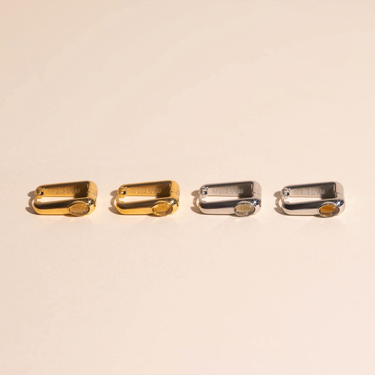 Planetary Rectangle Huggie Hoop Earrings
