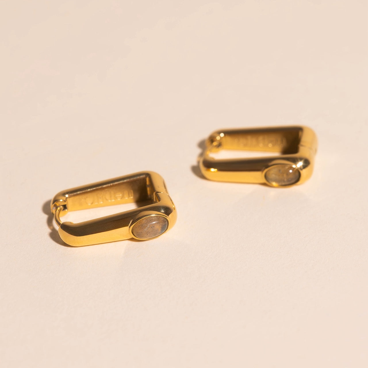 Planetary Rectangle Huggie Hoop Earrings