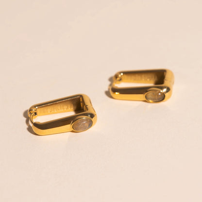 Planetary Rectangle Huggie Hoop Earrings