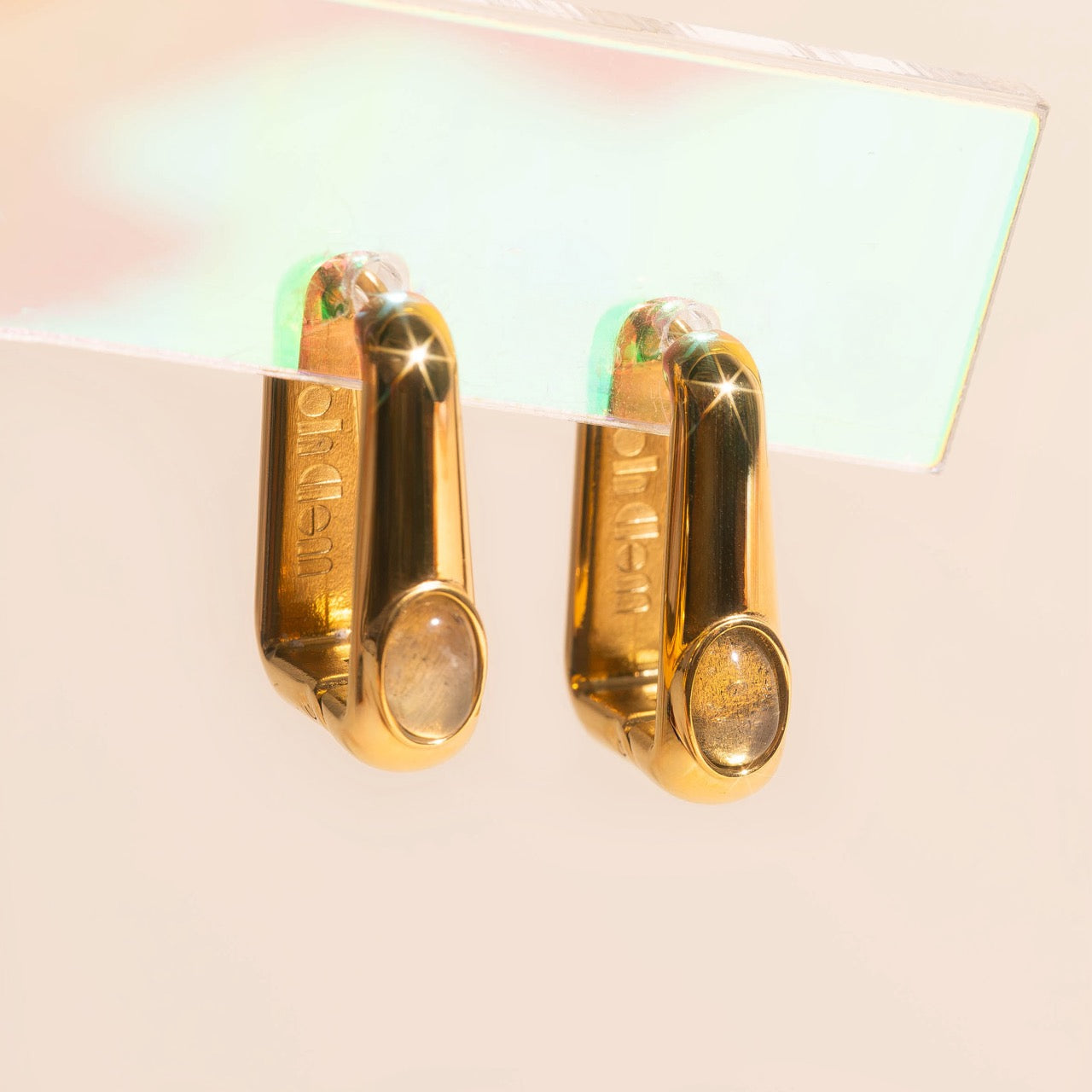 Planetary Rectangle Huggie Hoop Earrings