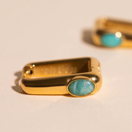 Planetary Rectangle Huggie Hoop Earrings