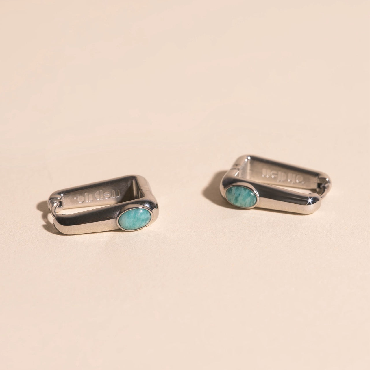 Planetary Rectangle Huggie Hoop Earrings