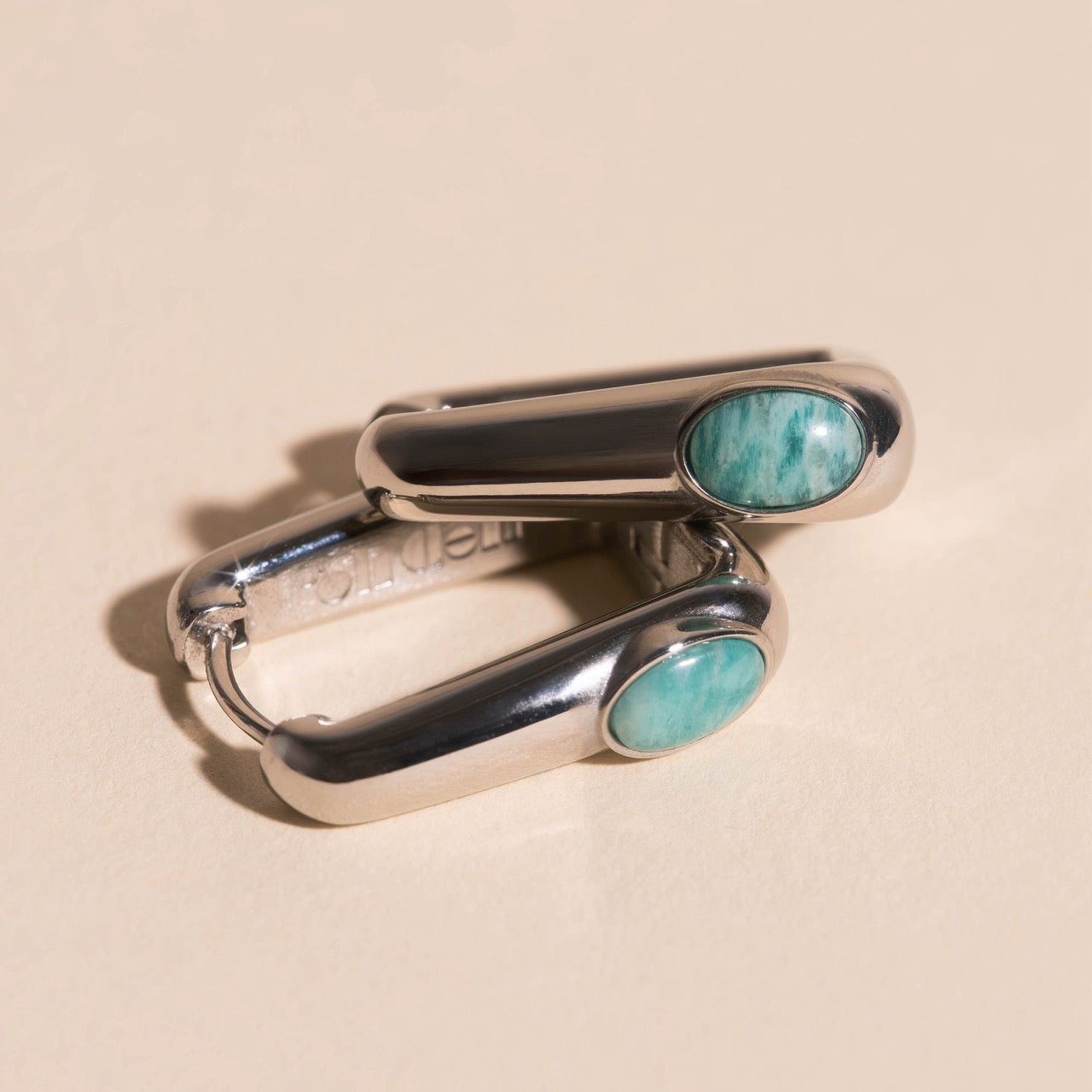 Planetary Rectangle Huggie Hoop Earrings