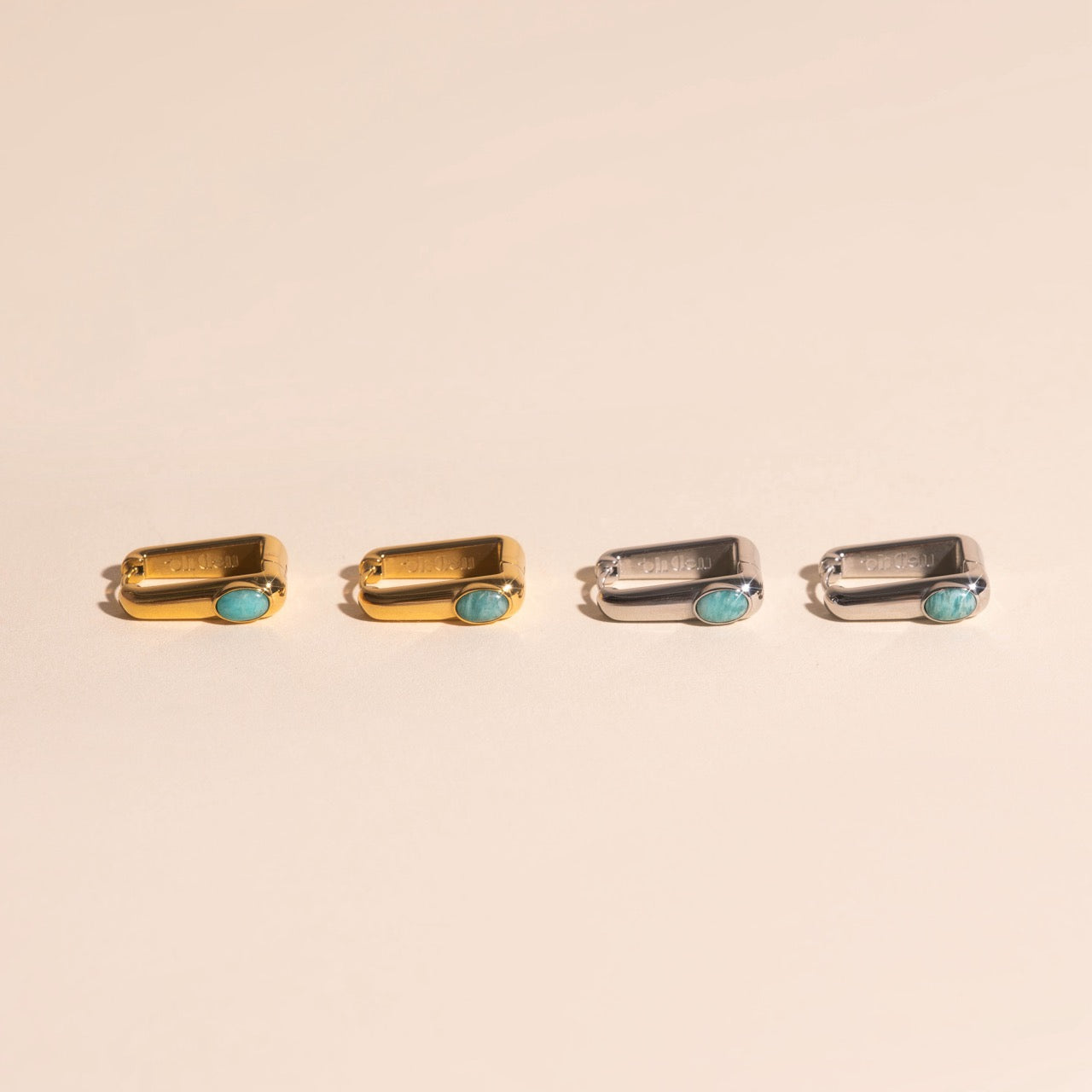 Planetary Rectangle Huggie Hoop Earrings