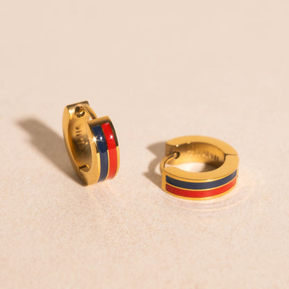 Team Spirit Striped Chunky Huggie Hoop Earrings