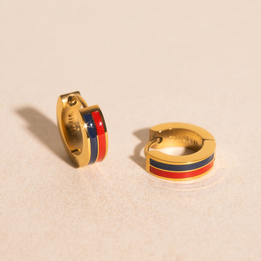 Team Spirit Striped Chunky Huggie Hoop Earrings