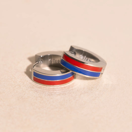 Team Spirit Striped Chunky Huggie Hoop Earrings
