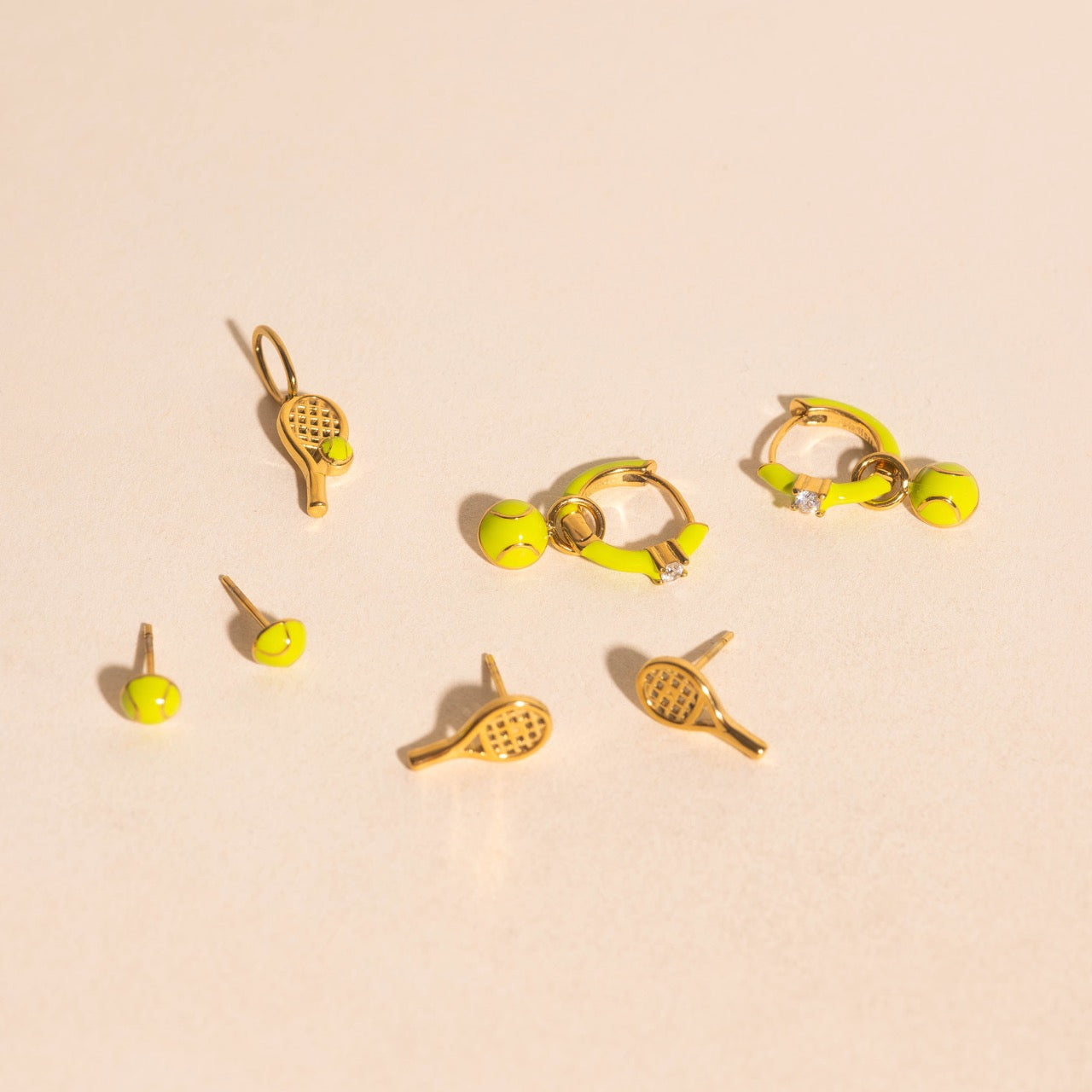 Tennis Ball Huggie Hoop Charms