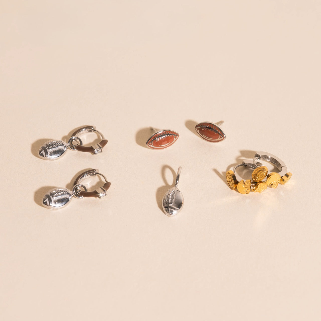 Football Huggie Hoop Charms