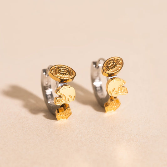 Football 3D Huggie Hoop Earrings