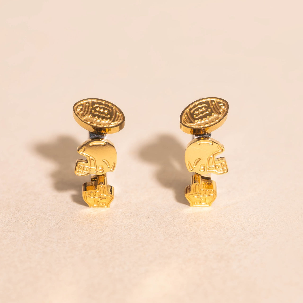 Football 3D Huggie Hoop Earrings
