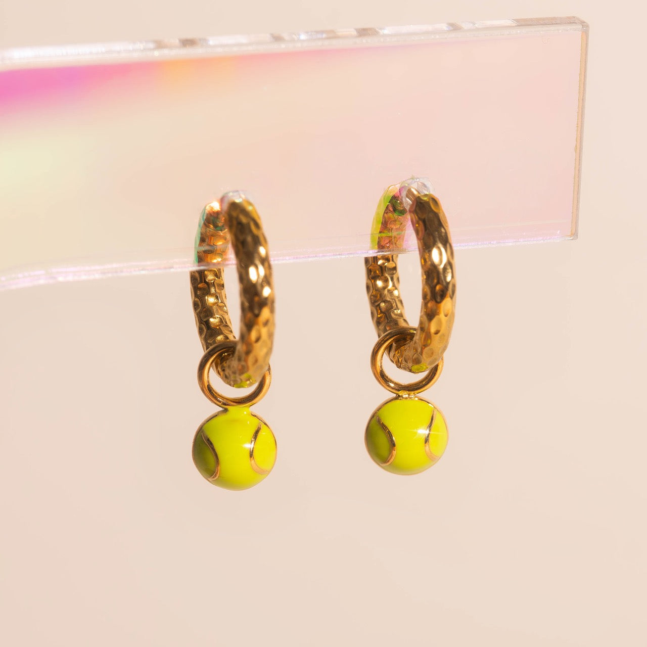 Tennis Ball Huggie Hoop Charms
