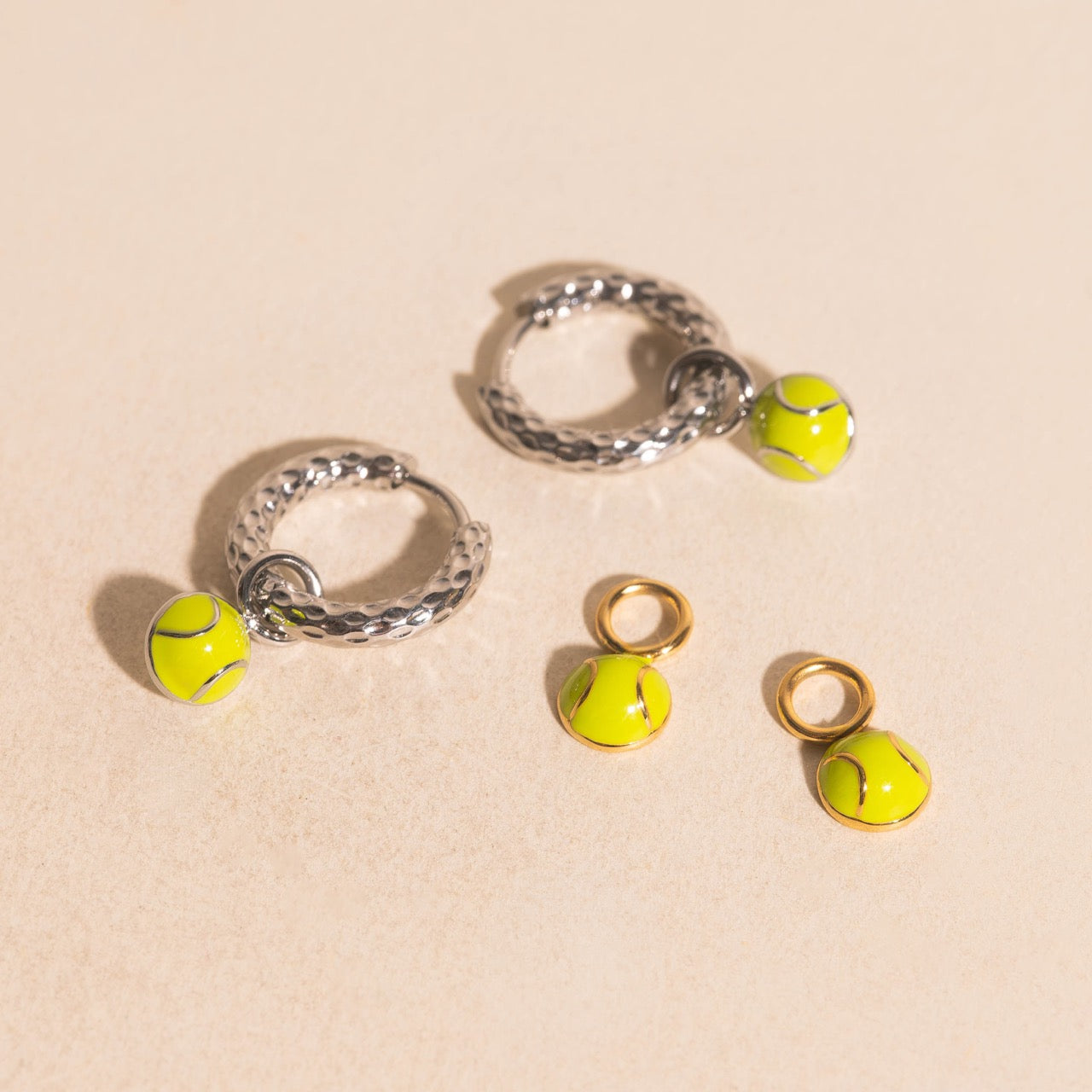 Tennis Ball Huggie Hoop Charms