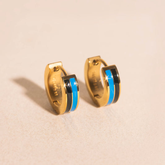 Team Spirit Striped Chunky Huggie Hoop Earrings