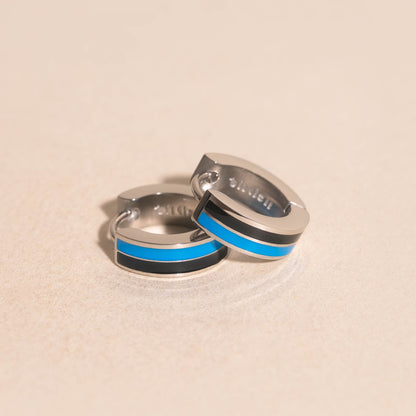 Team Spirit Striped Chunky Huggie Hoop Earrings