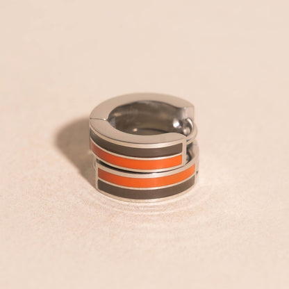 Team Spirit Striped Chunky Huggie Hoop Earrings