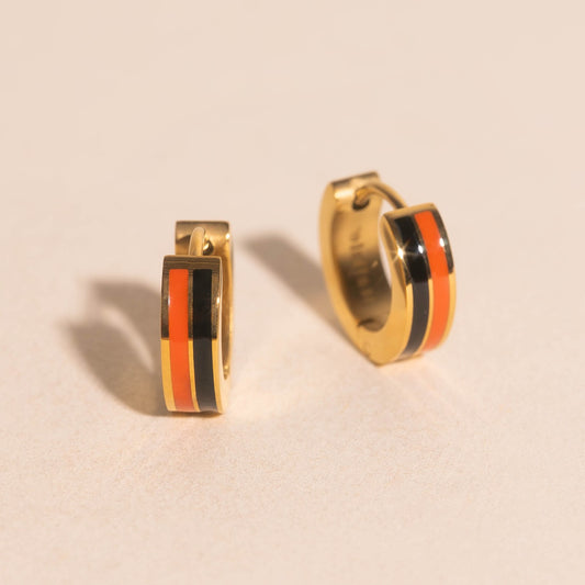 Team Spirit Striped Chunky Huggie Hoop Earrings