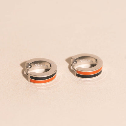 Team Spirit Striped Chunky Huggie Hoop Earrings
