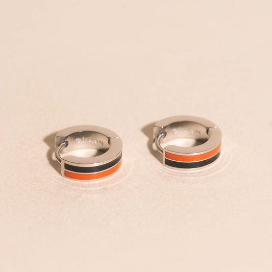 Team Spirit Striped Chunky Huggie Hoop Earrings