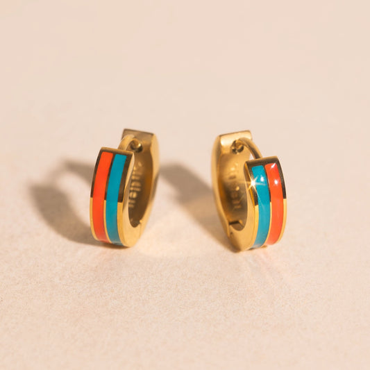 Team Spirit Striped Chunky Huggie Hoop Earrings