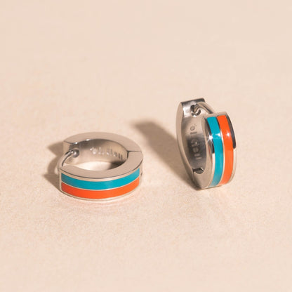 Team Spirit Striped Chunky Huggie Hoop Earrings