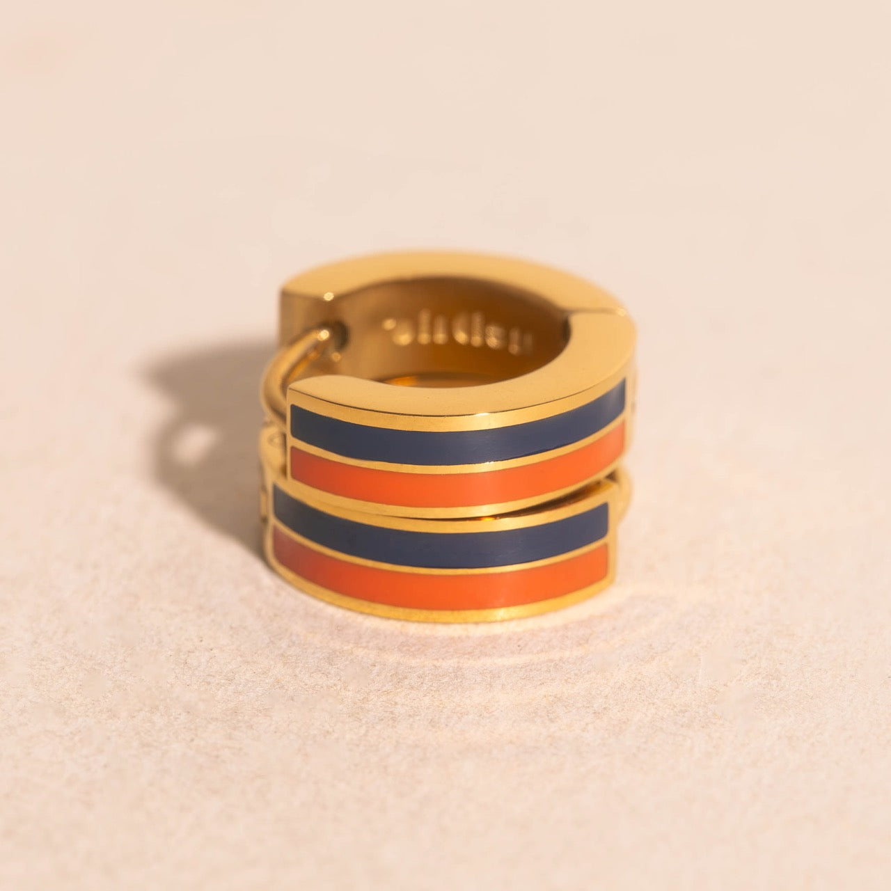 Team Spirit Striped Chunky Huggie Hoop Earrings