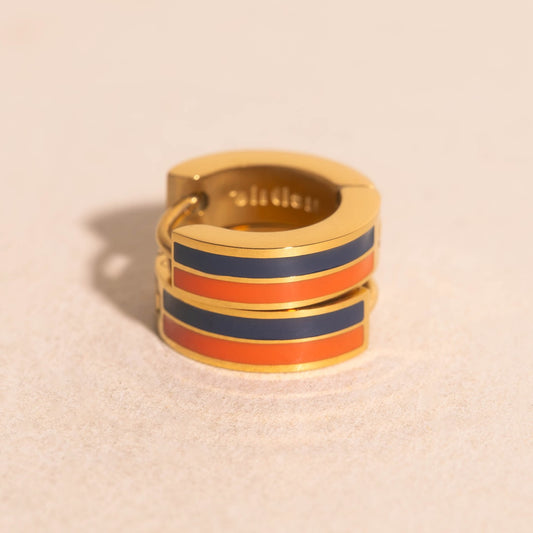 Team Spirit Striped Chunky Huggie Hoop Earrings