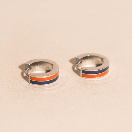 Team Spirit Striped Chunky Huggie Hoop Earrings