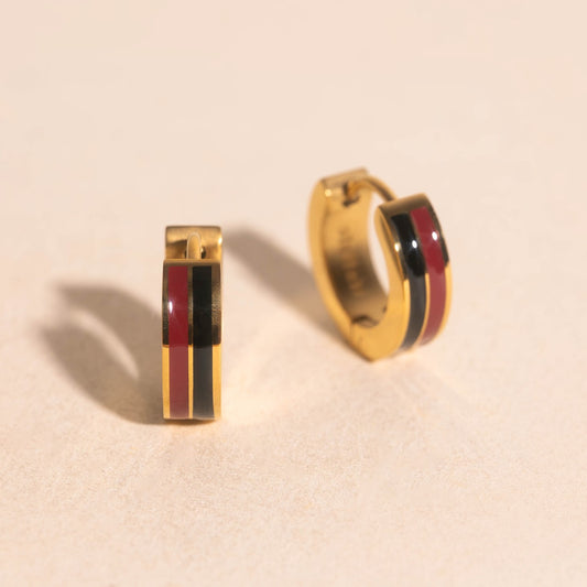 Team Spirit Striped Chunky Huggie Hoop Earrings