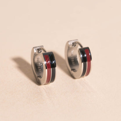 Team Spirit Striped Chunky Huggie Hoop Earrings