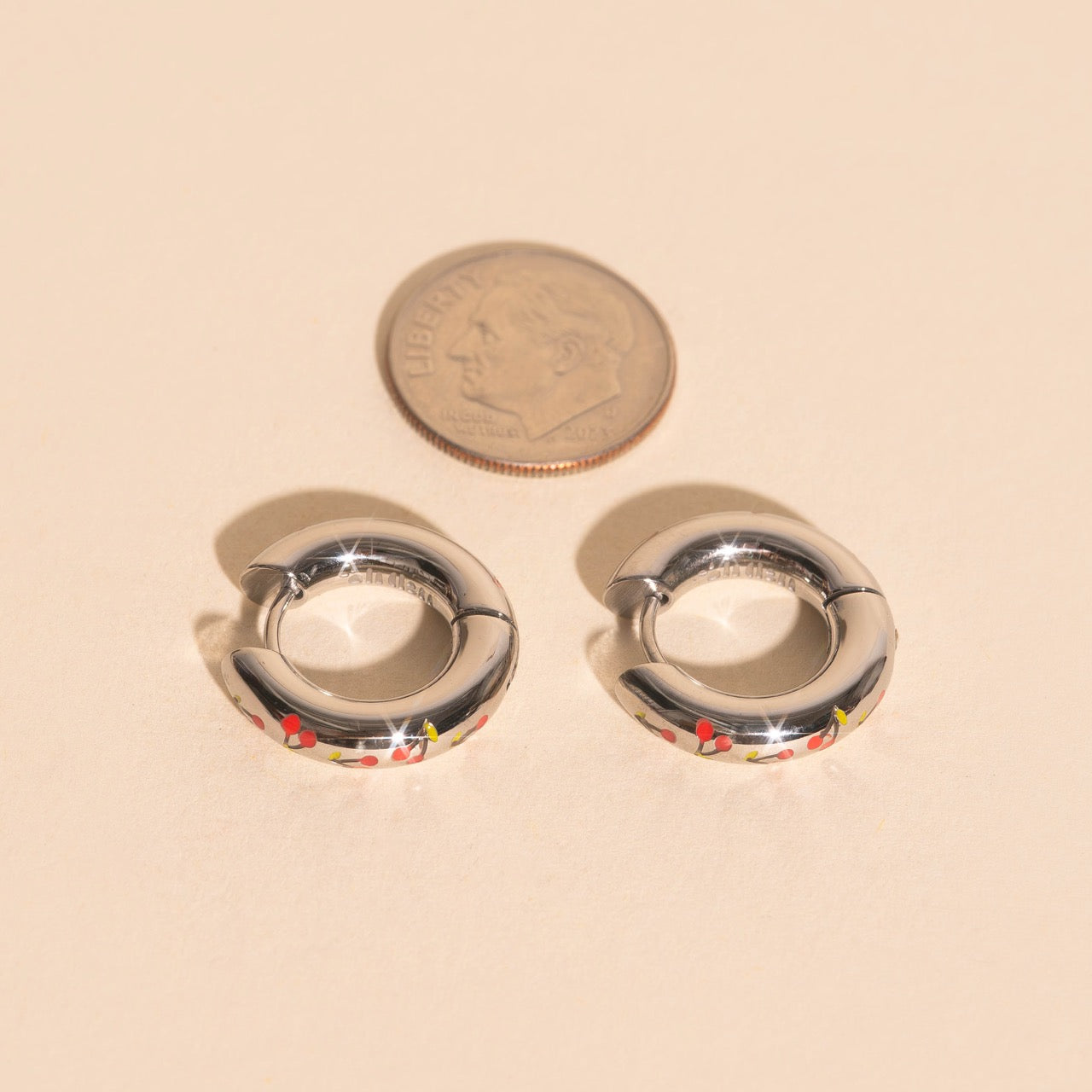 Cherry Chunky Rounded Huggie Hoop Earrings