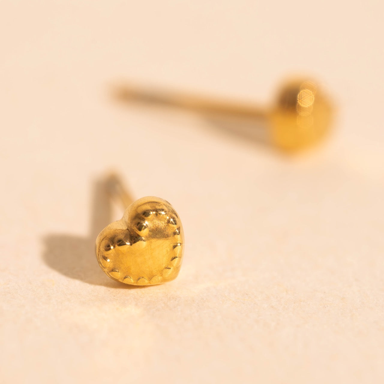 Tiny Heart Stitch Stud Earrings