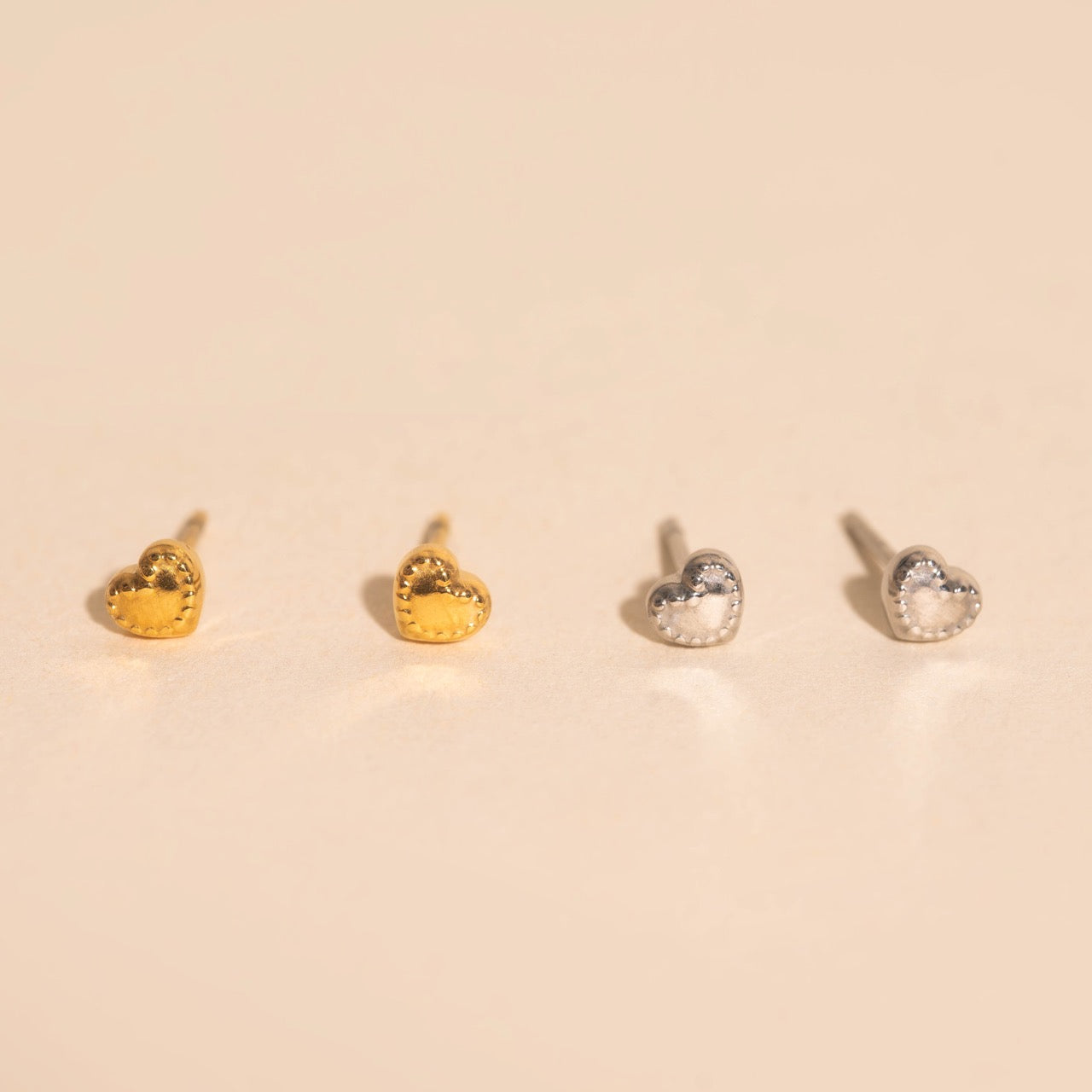 Tiny Heart Stitch Stud Earrings
