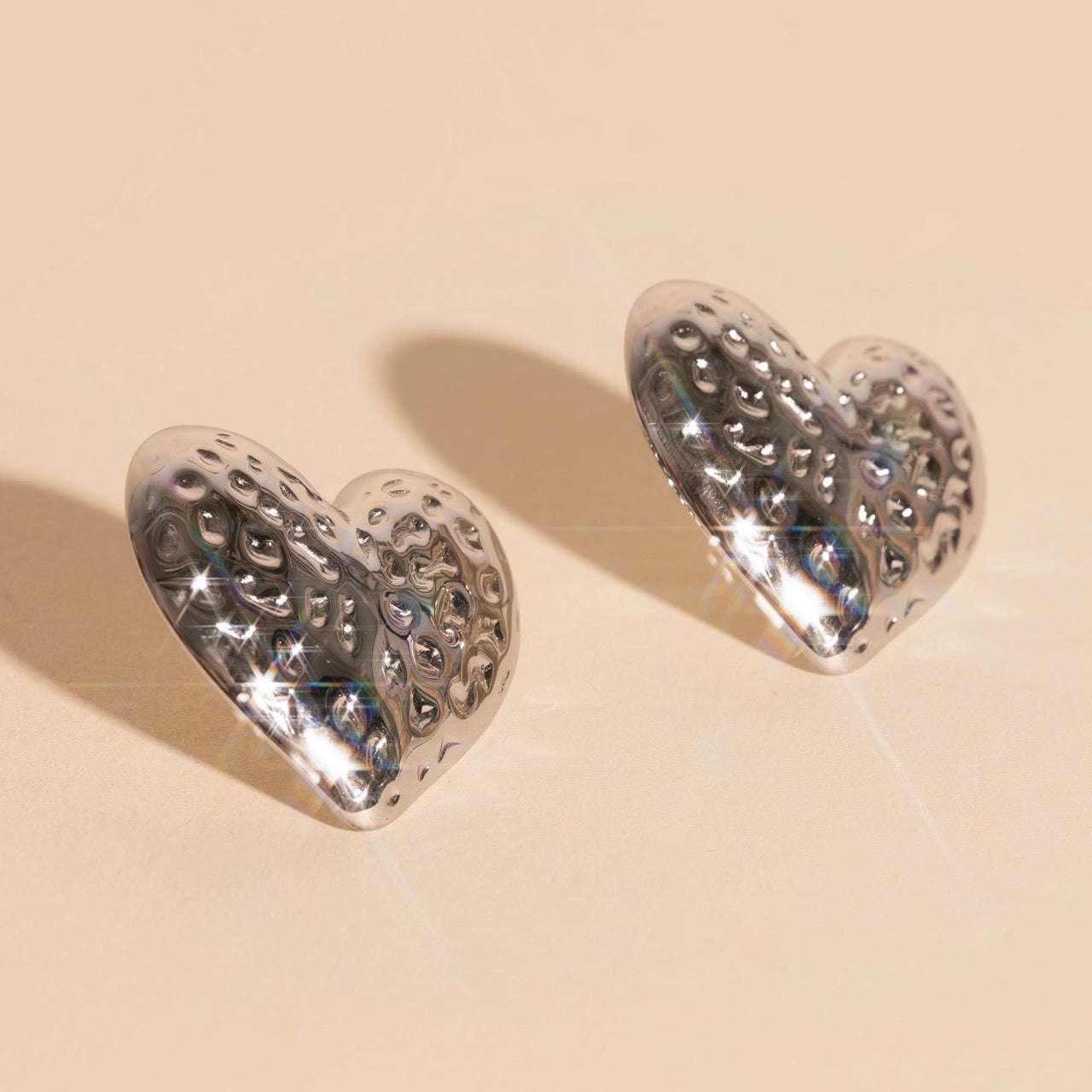 Jumbo Hammered Heart Stud Earrings – Oh Clementine