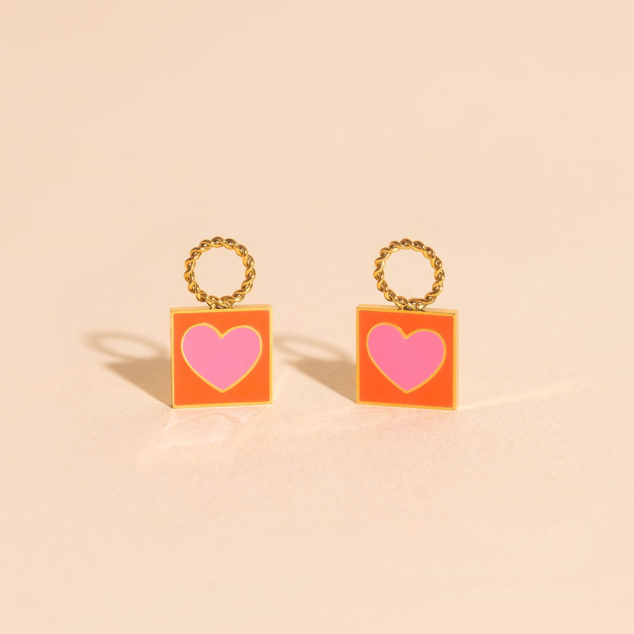 Heart Stamp Chunky Huggie Hoop Charms