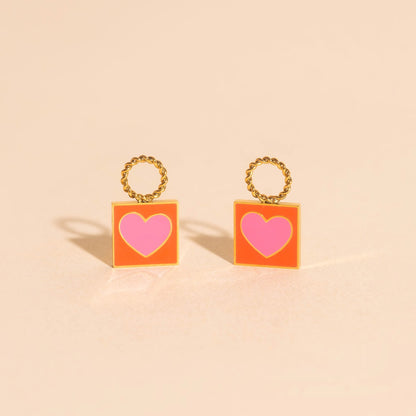Heart Stamp Chunky Huggie Hoop Charms