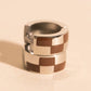 9mm Block Checkered Super Chunky Huggie Hoop Earrings
