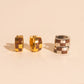 9mm Block Checkered Super Chunky Huggie Hoop Earrings