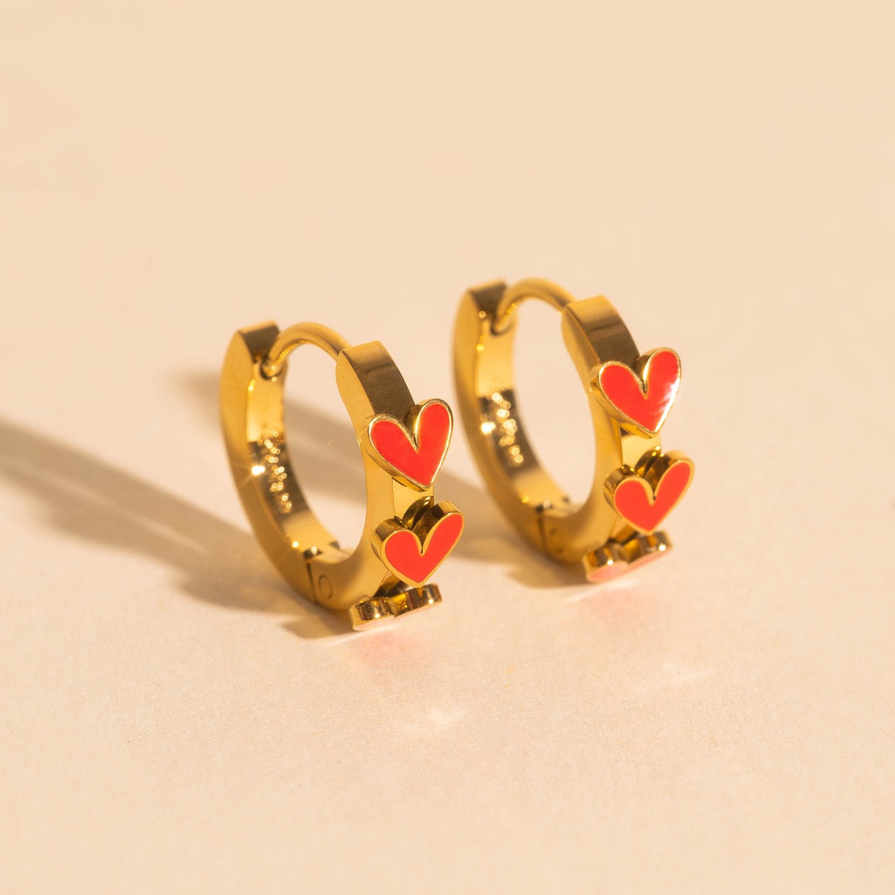 Heart 3D Huggie Hoop Earrings