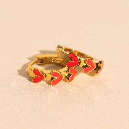 Heart 3D Huggie Hoop Earrings
