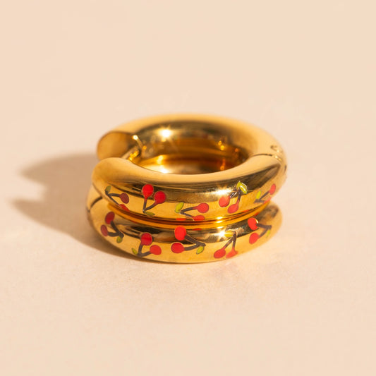 Cherry Chunky Rounded Huggie Hoop Earrings