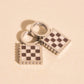 Checkered Chunky Huggie Hoop Charms