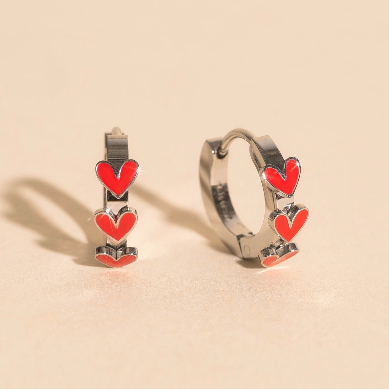 Heart 3D Huggie Hoop Earrings